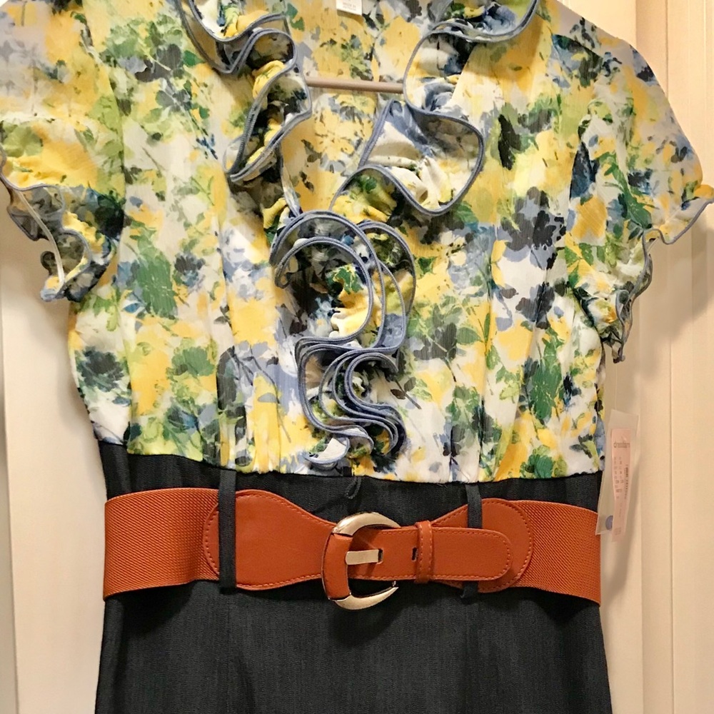 Size 8 denim and floral dress NWT